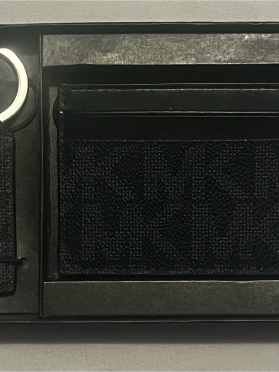 Michael Kors Accessories - Michael Kors Black Leather Card & Key Organizer with Metal Ring